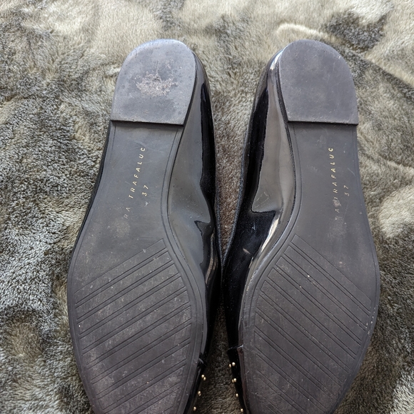 Shiny Black Flats with Sparkle Toe - Picture 4 of 4